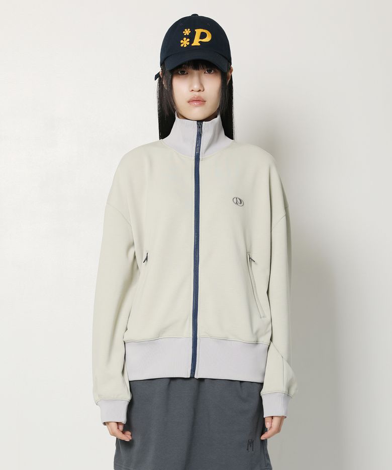 COLOR BLOCK TRACK ZIP UP JACKET (OLIVE)