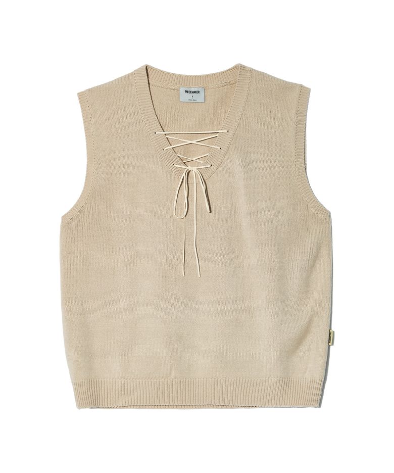 LACE UP KNIT VEST (IVORY)