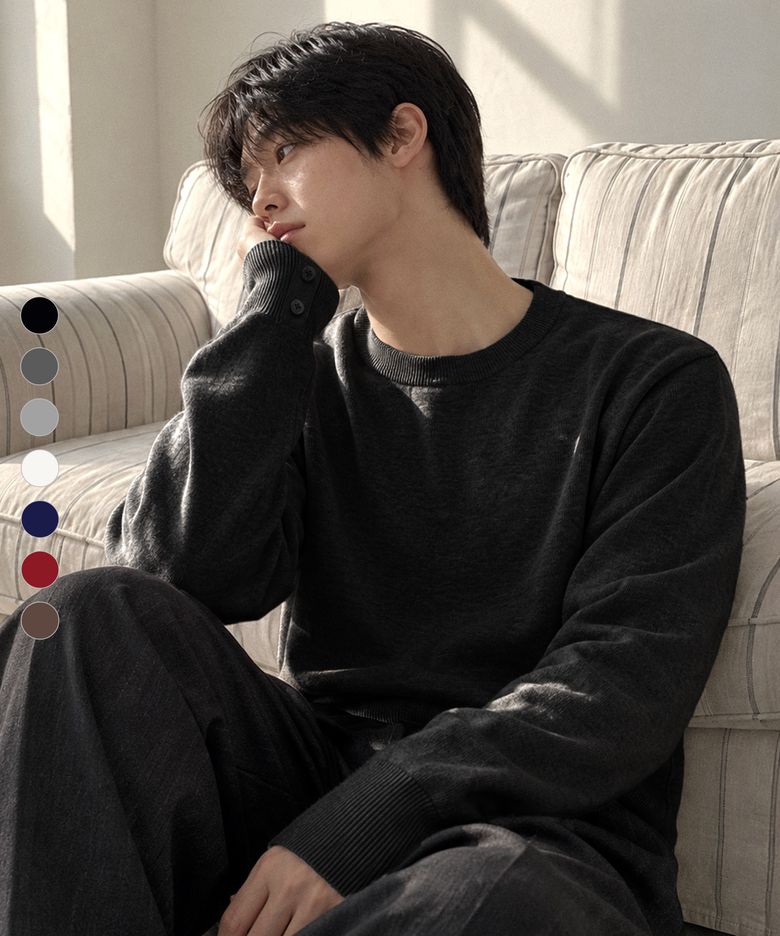 에센셜 라운드 크롭 니트 (7color)