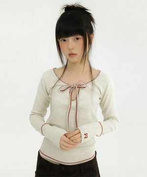 STITCH RIBBON T OATMEAL