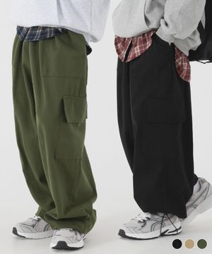 [2 PACK] 와이드 카고 스트링 코튼 팬츠 (3color)