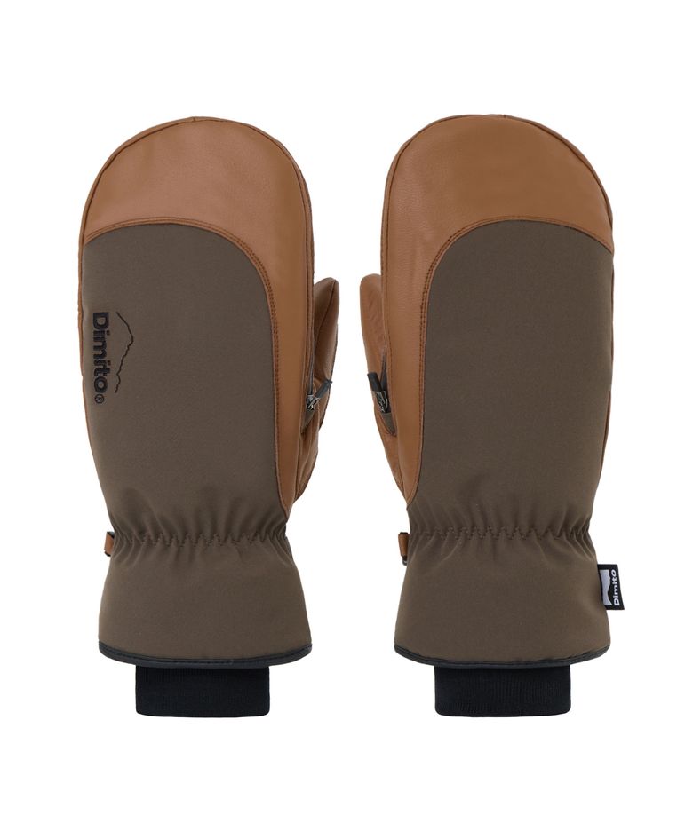 LEATHER 3-WAY OPEN MITTEN MUD