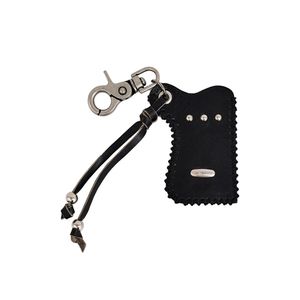 Stud Cow Leather Pocket Keyring_Black