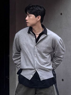 에센셜 라운드 크롭 니트 가디건 [M/GREY]