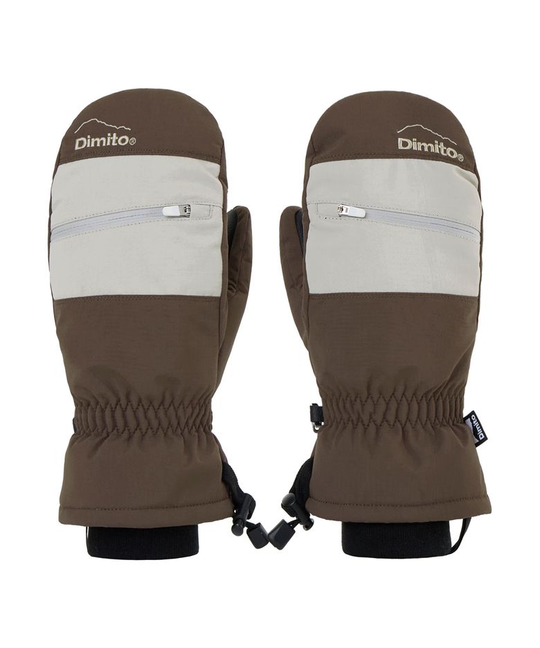 BLOCK VENT MITTEN DARK BROWN