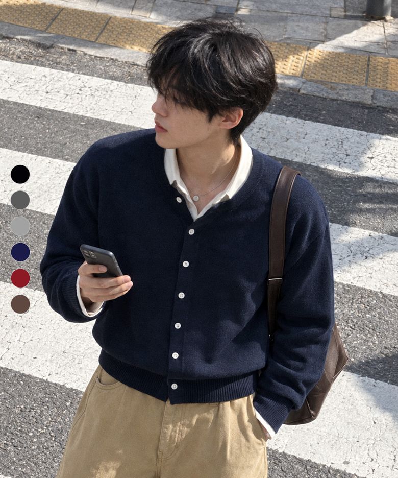 에센셜 라운드 크롭 니트 가디건 (6color)