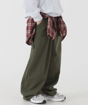 와이드 카펜터 스웨트 팬츠 (카키)