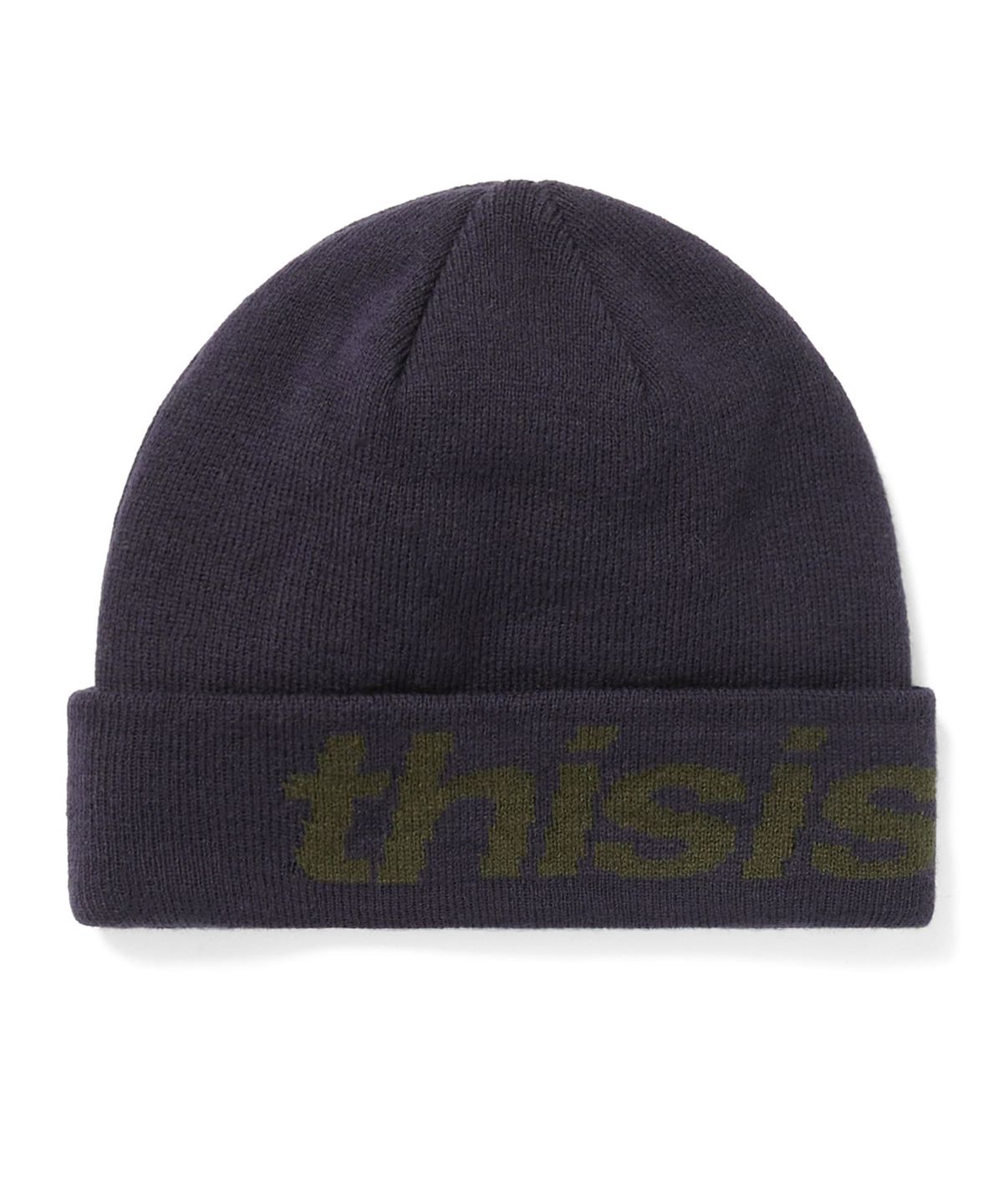 디스이즈네버댓(THISISNEVERTHAT) HSP-Logo Big Cuff Beanie Navy