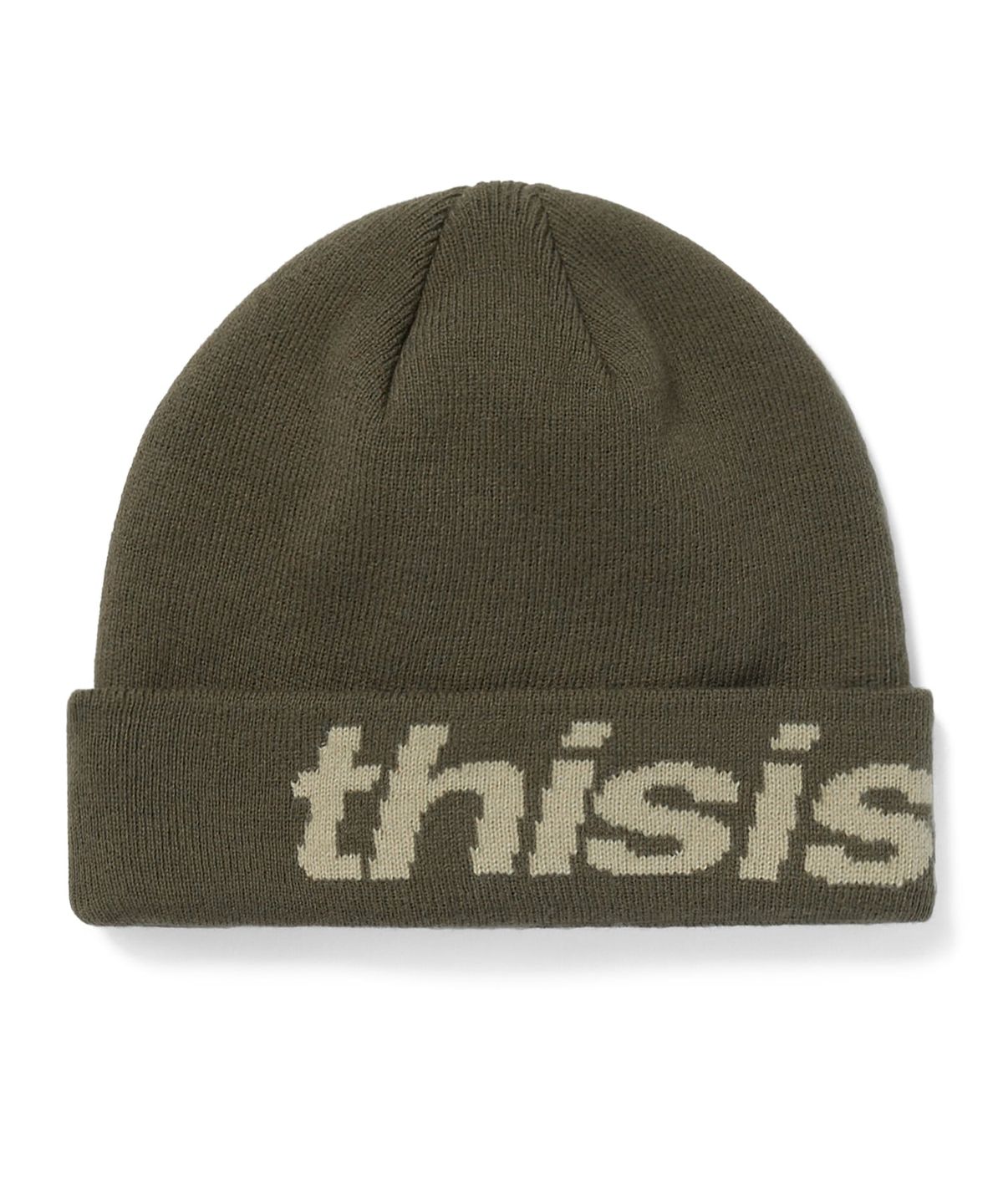 디스이즈네버댓(THISISNEVERTHAT) HSP-Logo Big Cuff Beanie Khaki