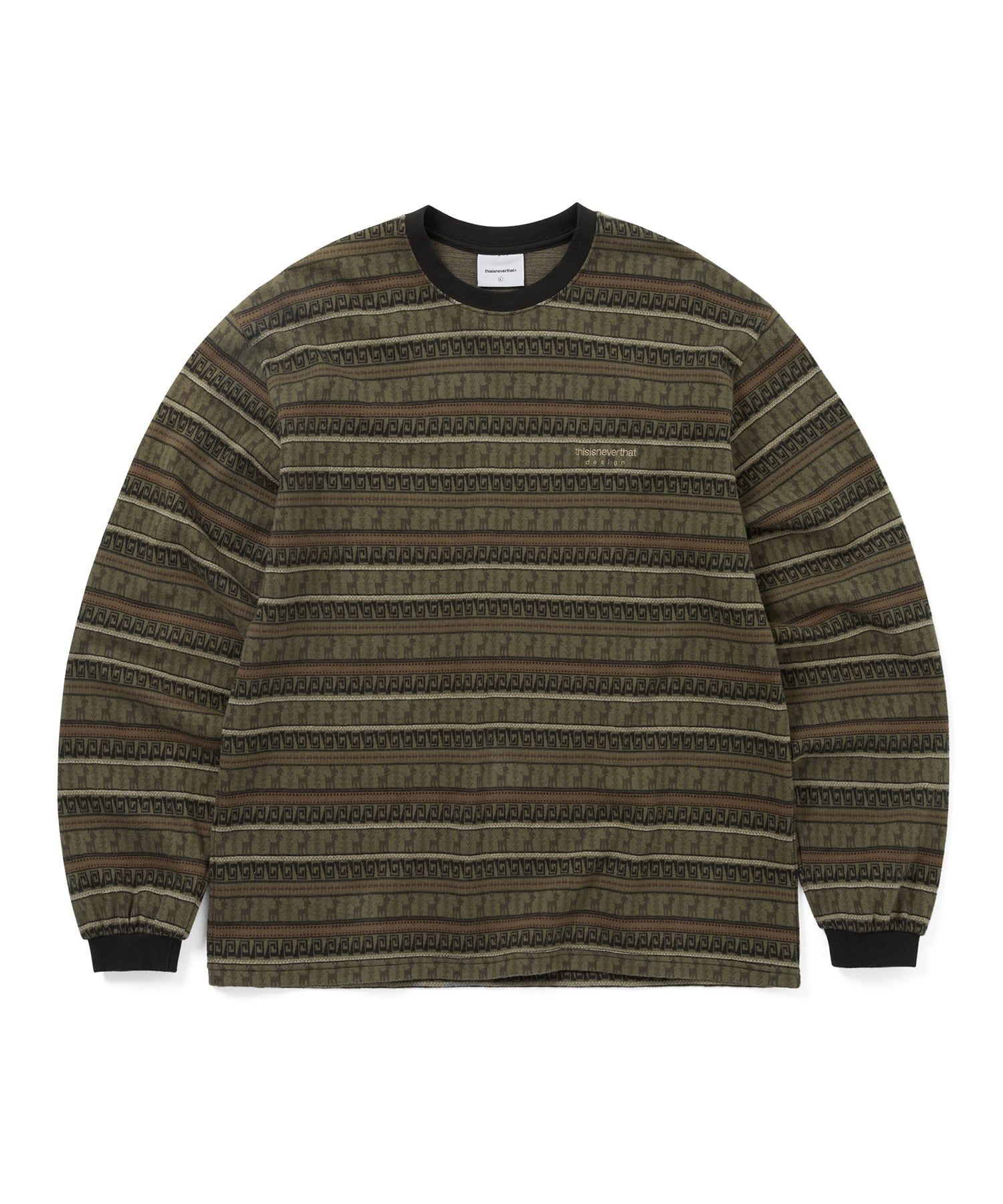 MUSINSA | thisisneverthat Pattern Striped L/S Tee Khaki