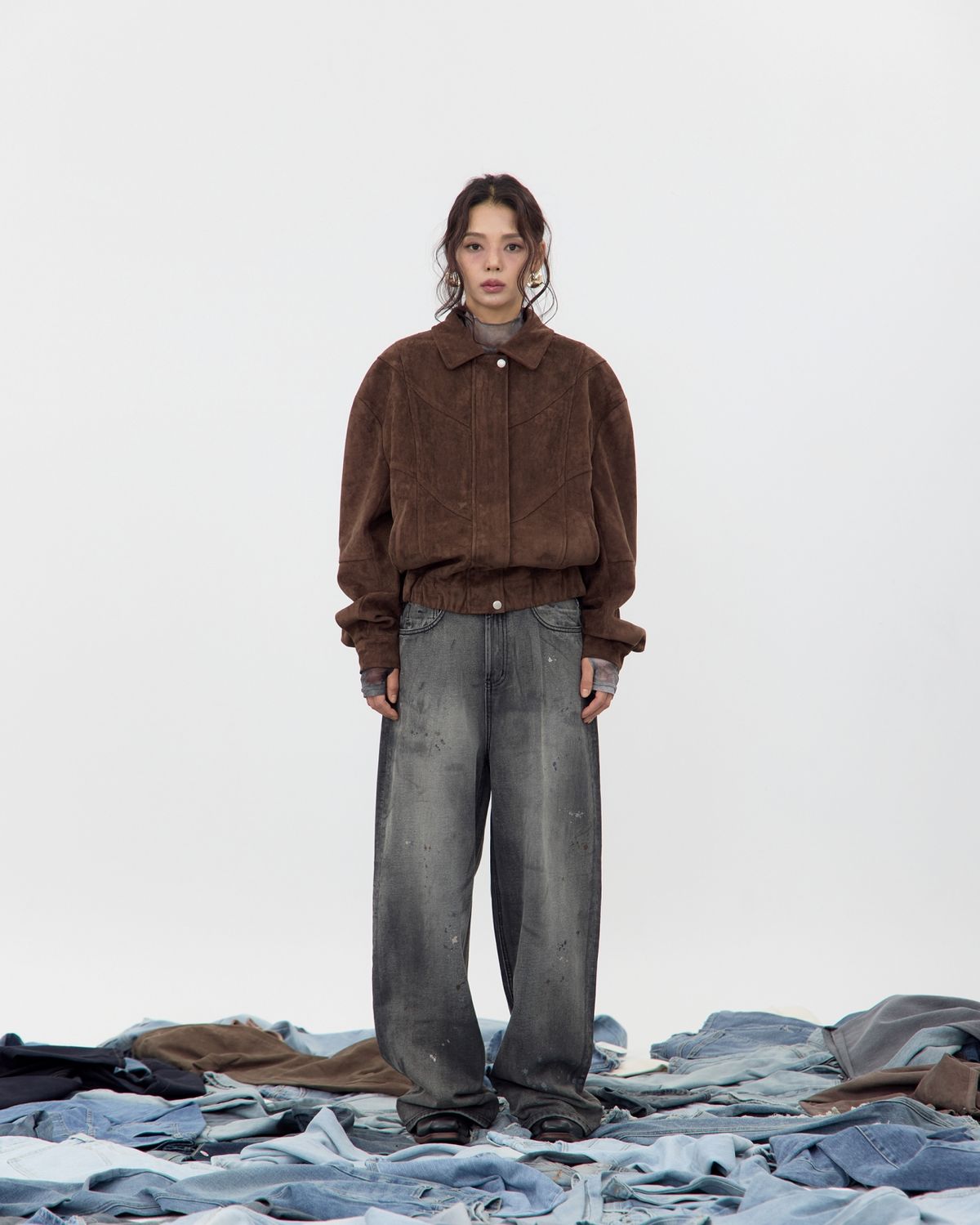 노 엑스트라 터치(NO EXTRA TOUCH) Dust Shell Suede Jacket (Deep Brown) / 25FWJK001BR