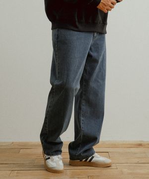 이지 와이드 데님 팬츠 그리니시
