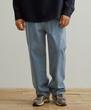 이지 와이드 데님 팬츠 연청
