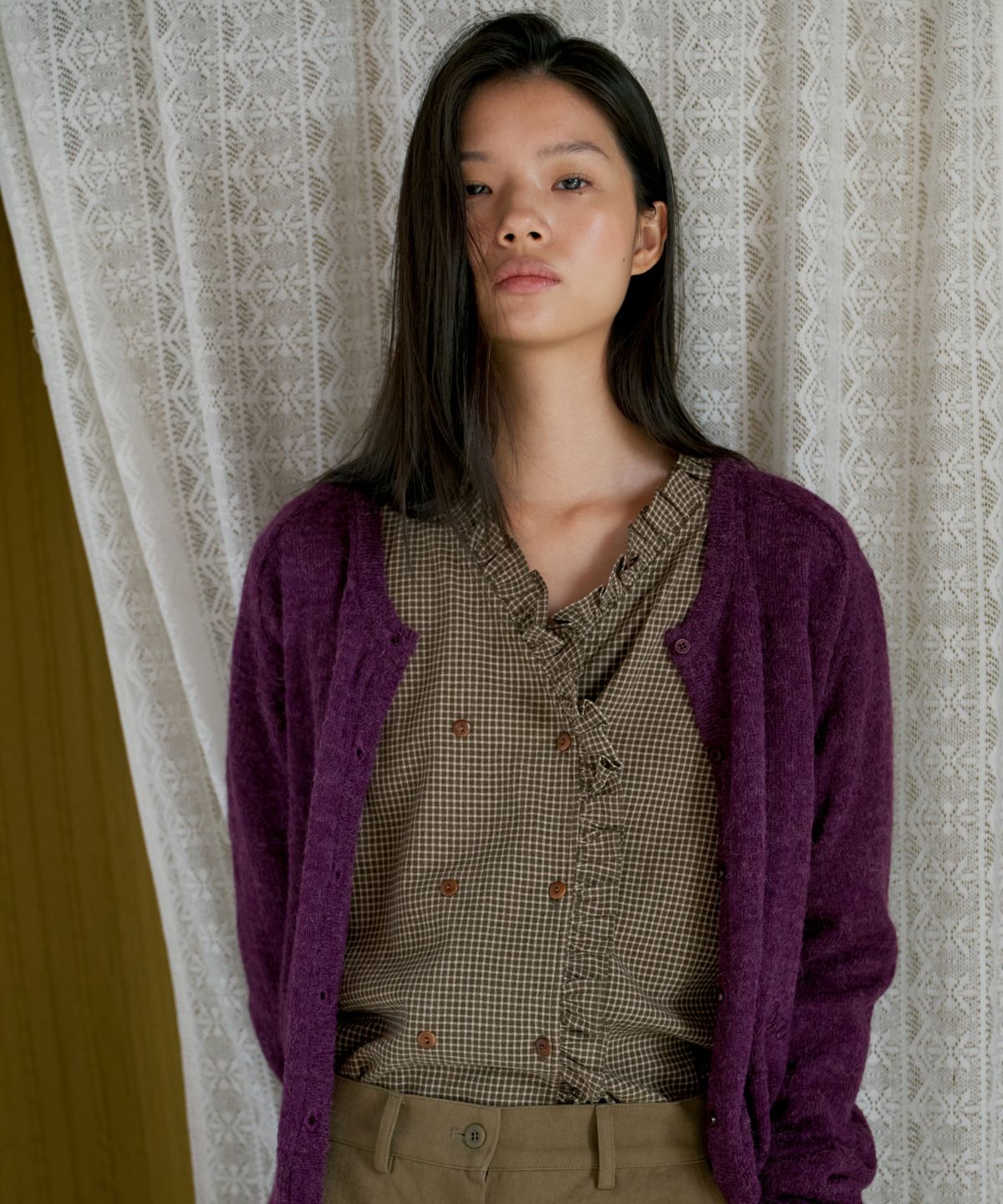 포에트서울(POETSEOUL) double button check blouse_brown