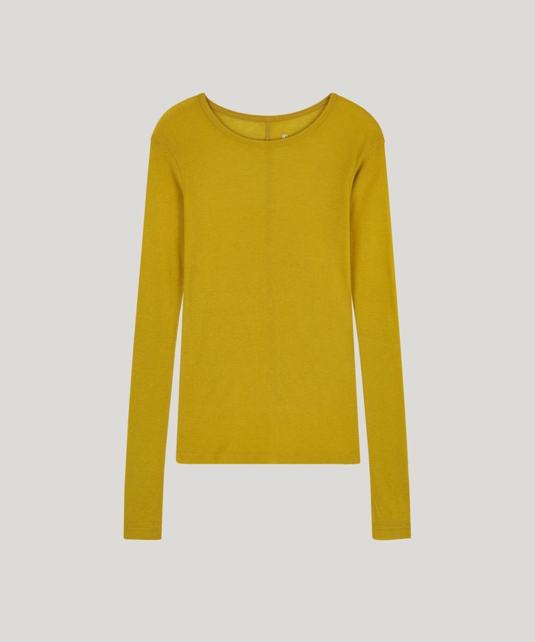 basic wool tencel t-shirt_mustard