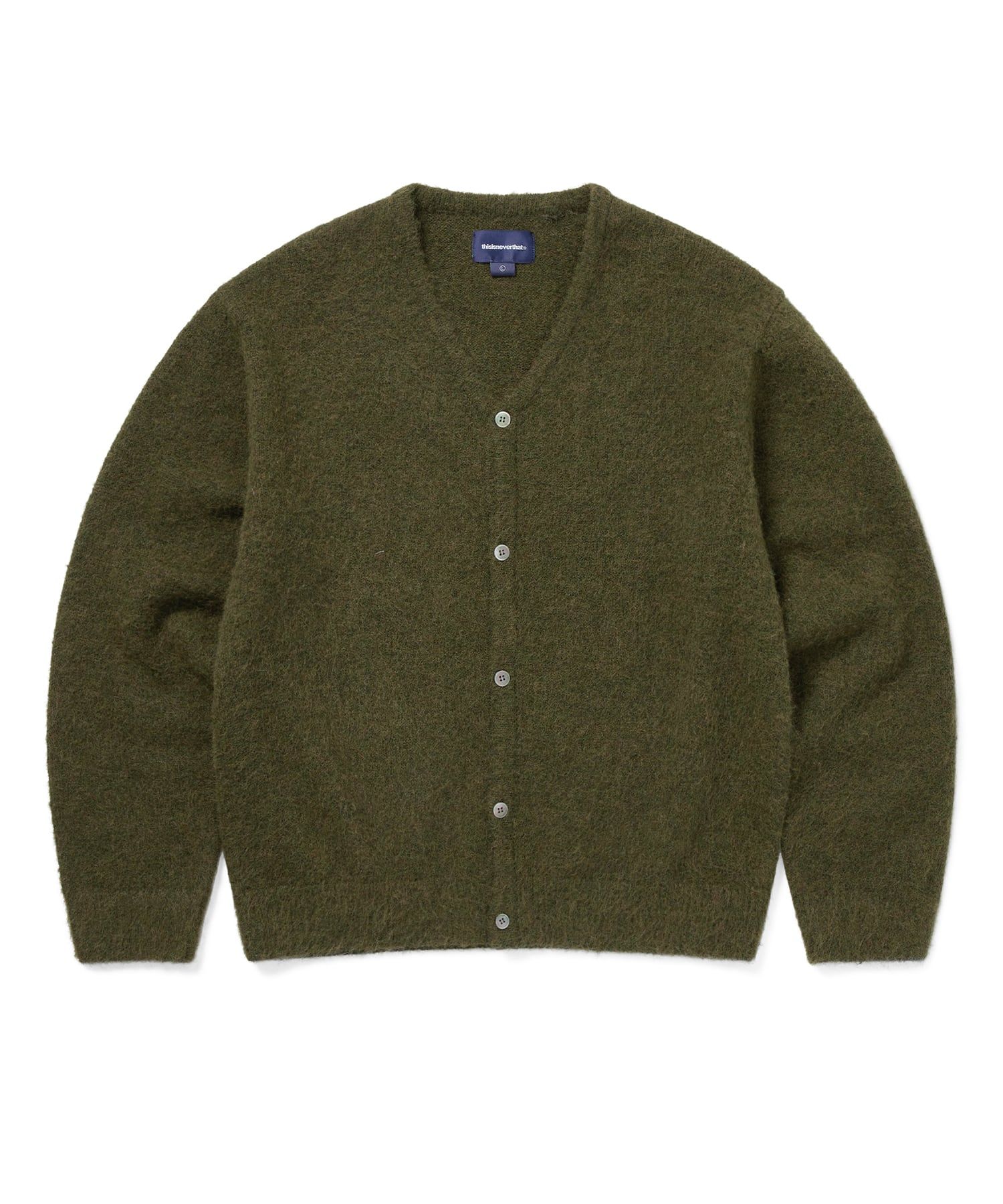 MUSINSA公式 | thisisneverthat Hairy Knit Cardigan Olive Green
