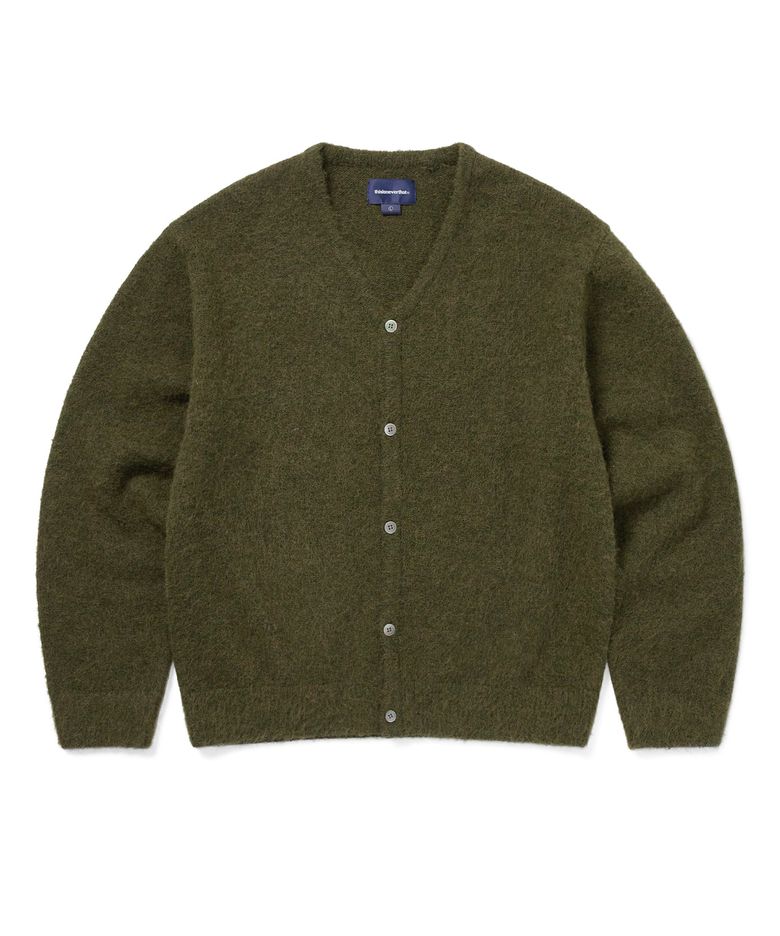 Hairy Knit Cardigan Olive Green