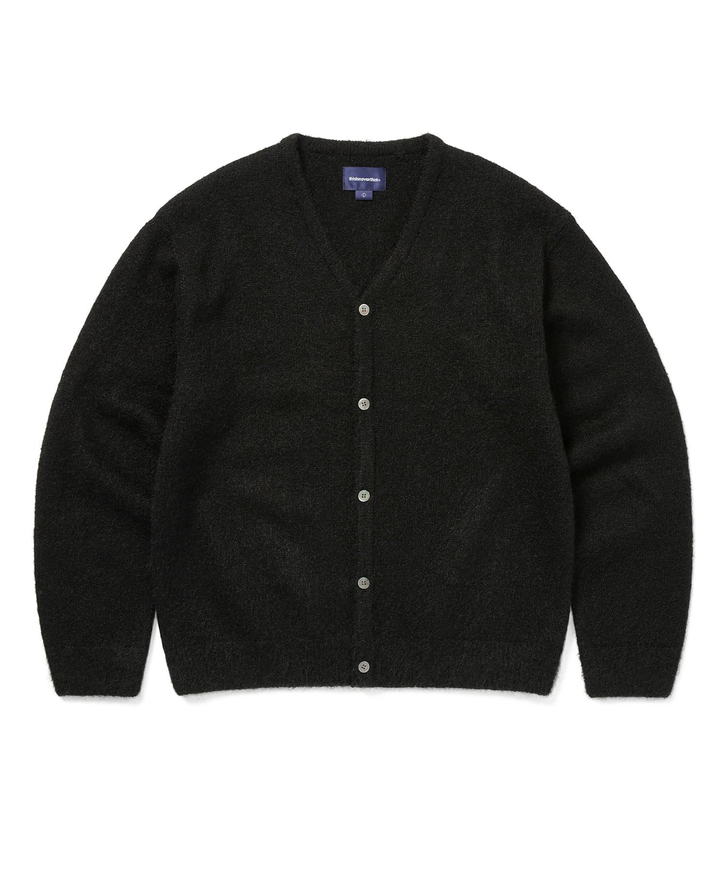 MUSINSA | thisisneverthat Hairy Knit Cardigan Black