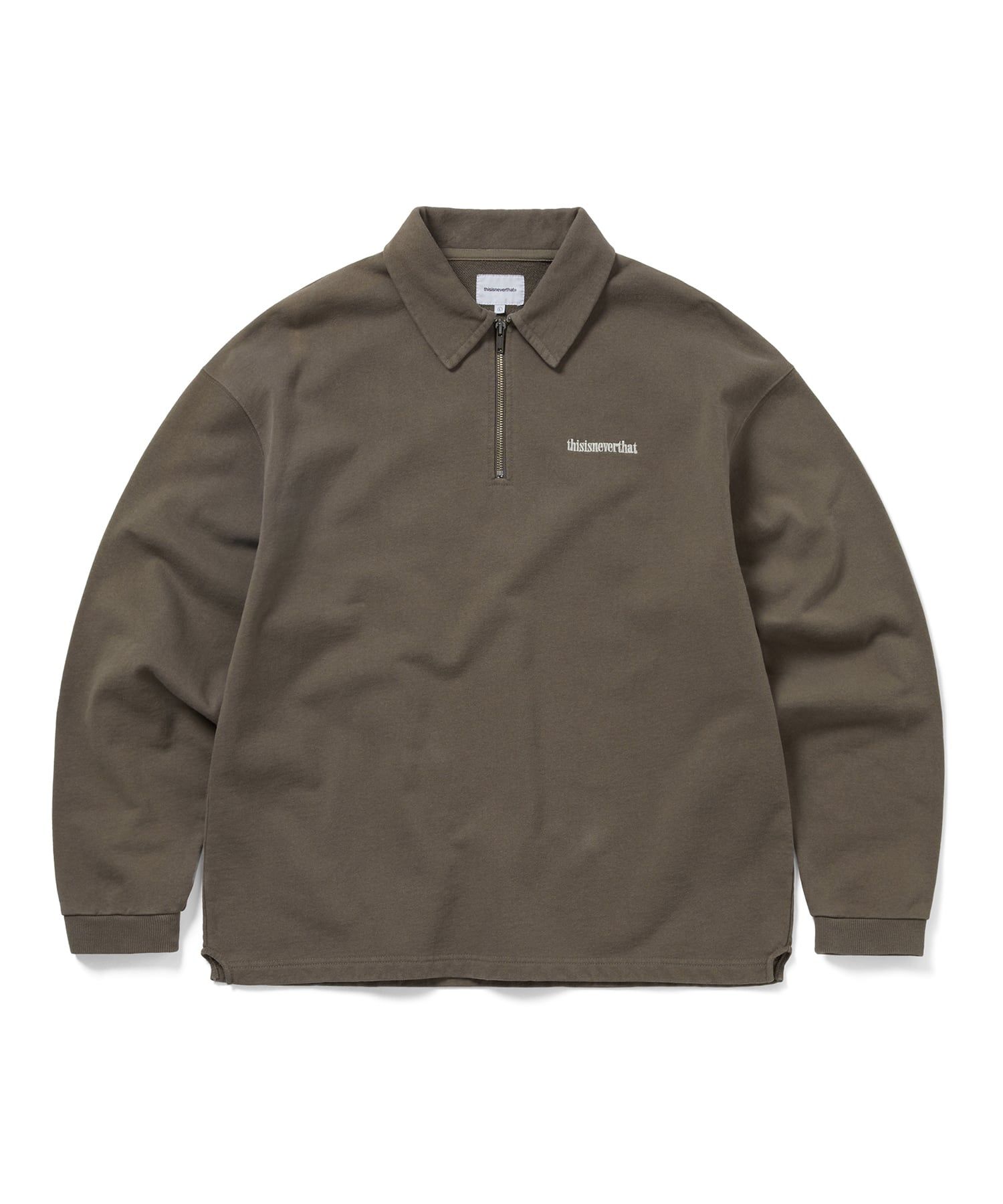 MUSINSA公式 | thisisneverthat Half Zip Polo Sweatshirt Dark Mocha