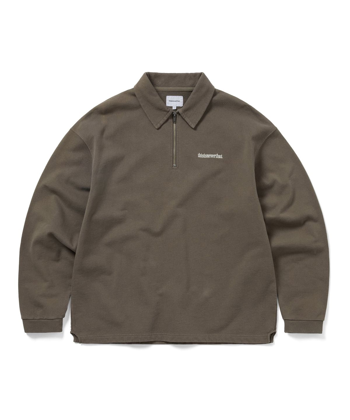 디스이즈네버댓(THISISNEVERTHAT) Half Zip Polo Sweatshirt Dark Mocha