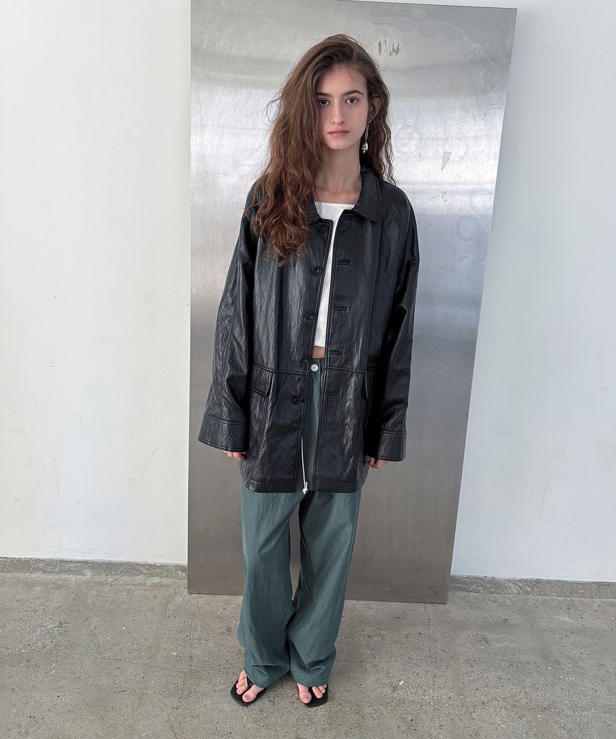 포에트서울(POETSEOUL) soft leather trench coat_black