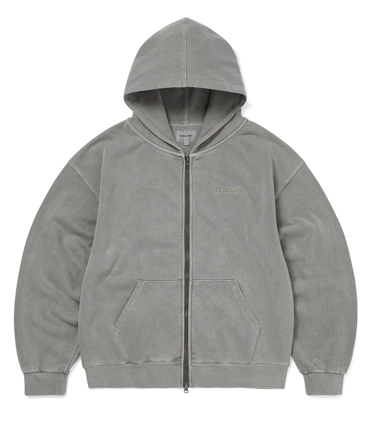 디스이즈네버댓(THISISNEVERTHAT) Waffle Lined Zip Up Hoodie Dark Grey