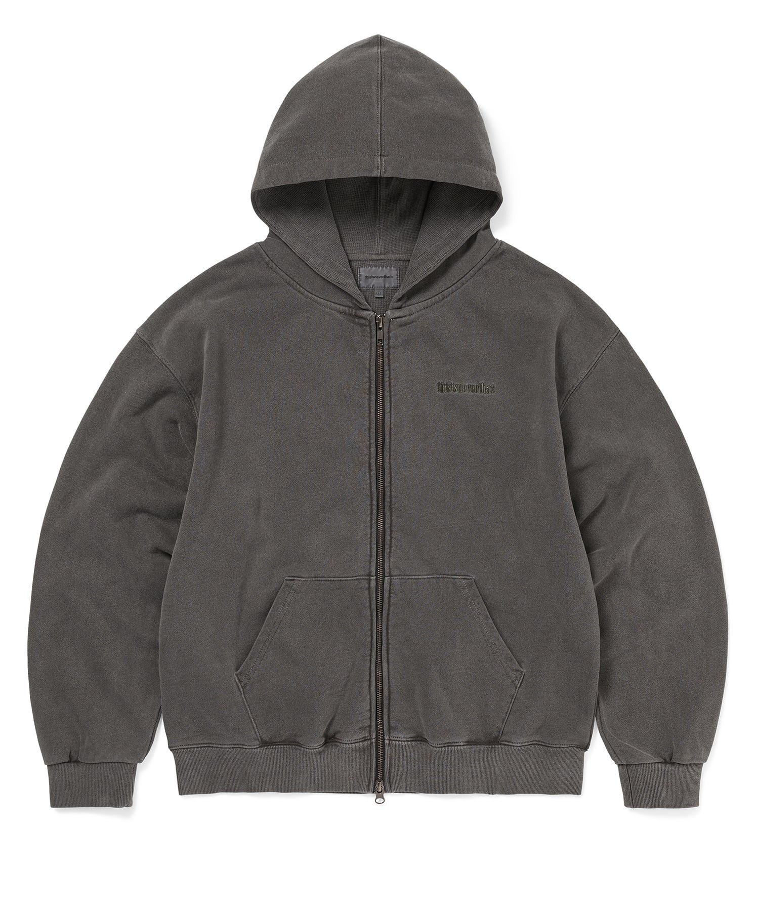 MUSINSA | thisisneverthat Waffle Lined Zip Up Hoodie Charcoal
