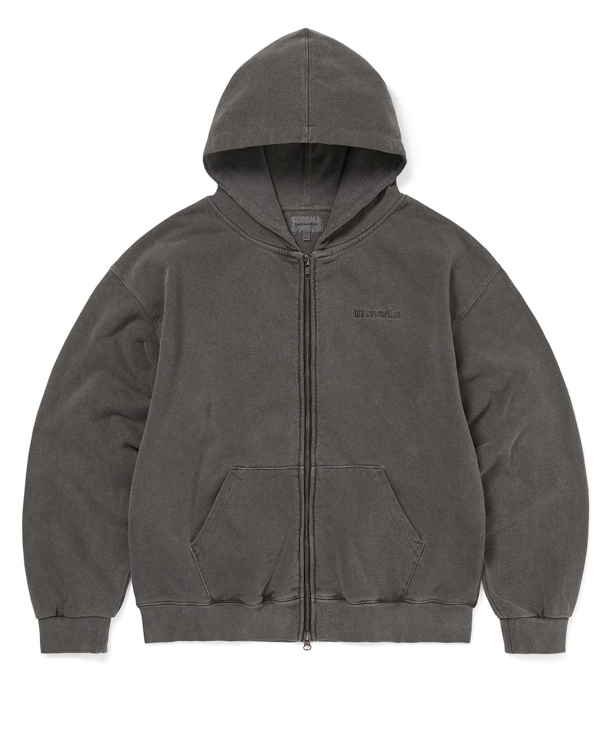 디스이즈네버댓(THISISNEVERTHAT) Waffle Lined Zip Up Hoodie Charcoal