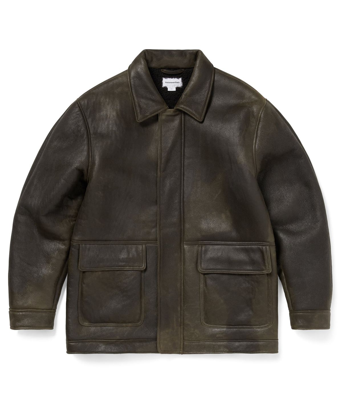 디스이즈네버댓(THISISNEVERTHAT) Washed Shearling Jacket Olive