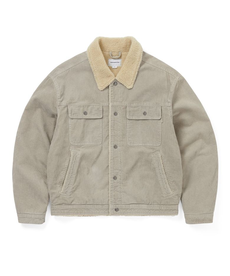 Sherpa Lined Corduroy Trucker Jacket Stone