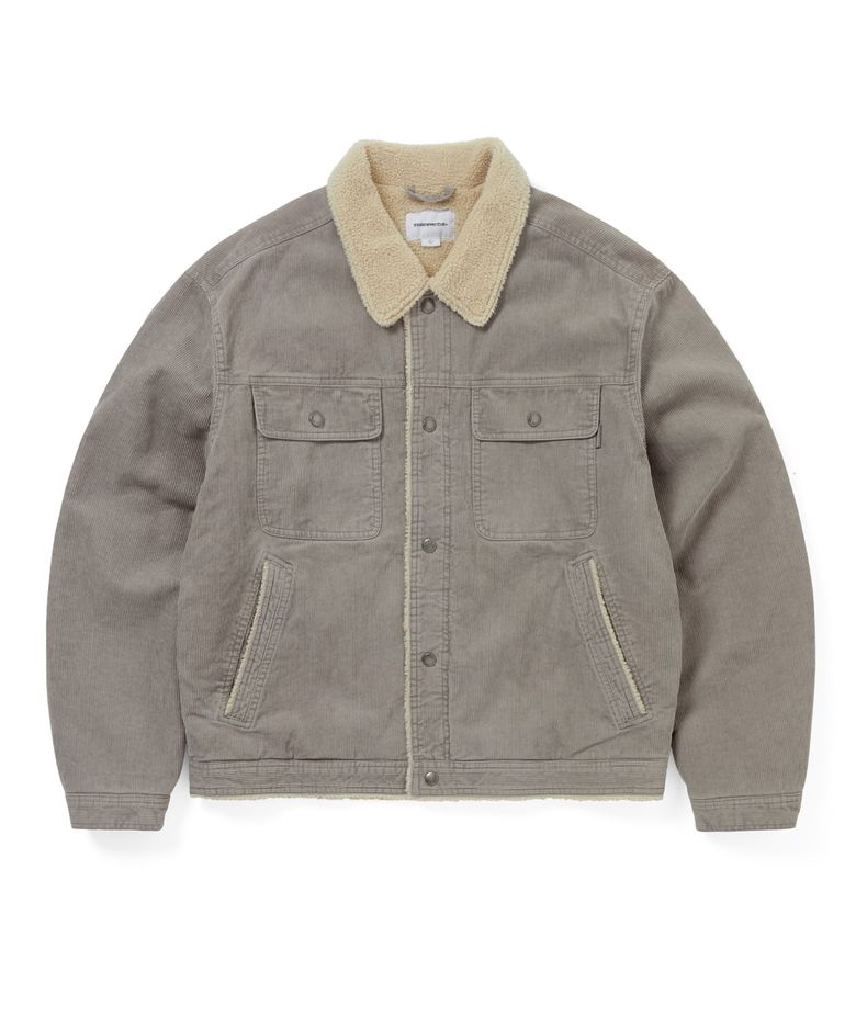 Sherpa Lined Corduroy Trucker Jacket Grey