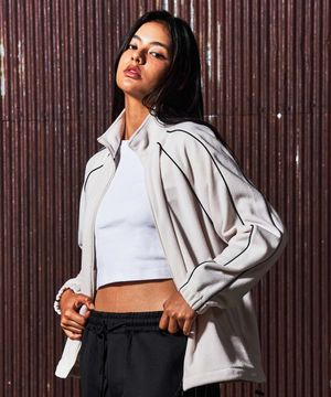 레트로 파이핑 라이트 플리스 자켓 아이보리 GA5832 IV