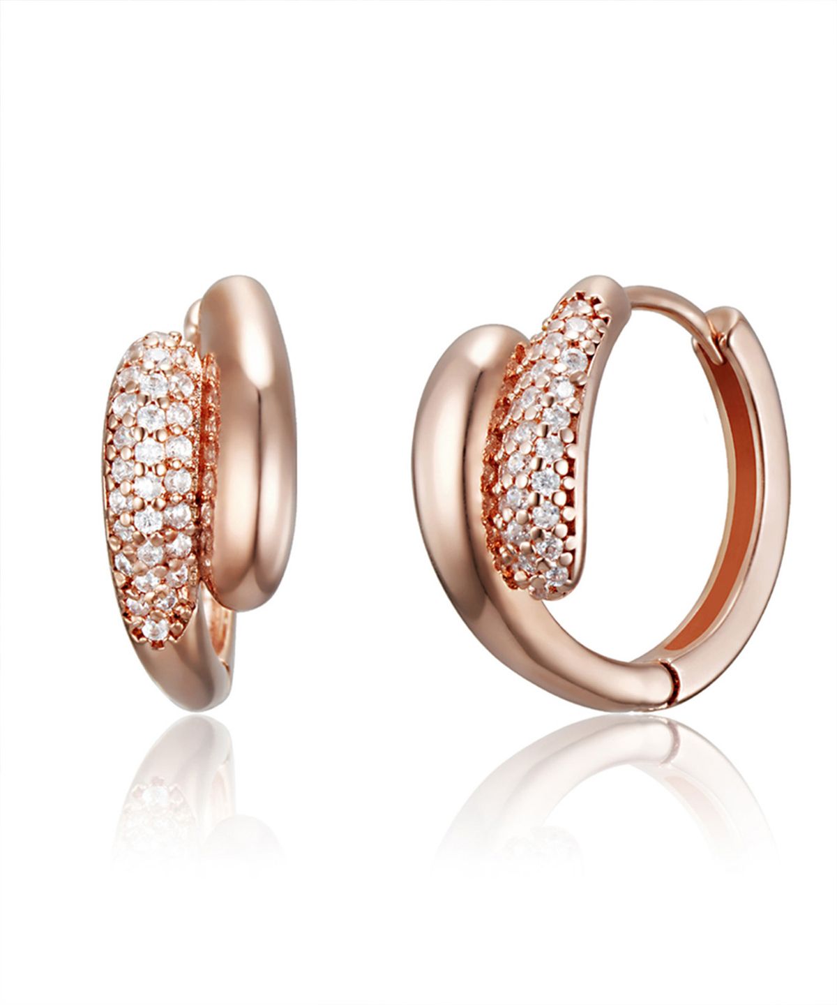 엘르주얼리(ELLEJEWELRY) 14K GF 블링 하프 스톤 원터치 귀걸이 ELGPEE573