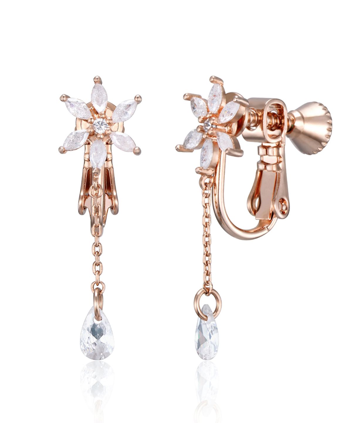 엘르주얼리(ELLEJEWELRY) 워터 플라워 드롭 귀찌 귀걸이 ELSPEE504