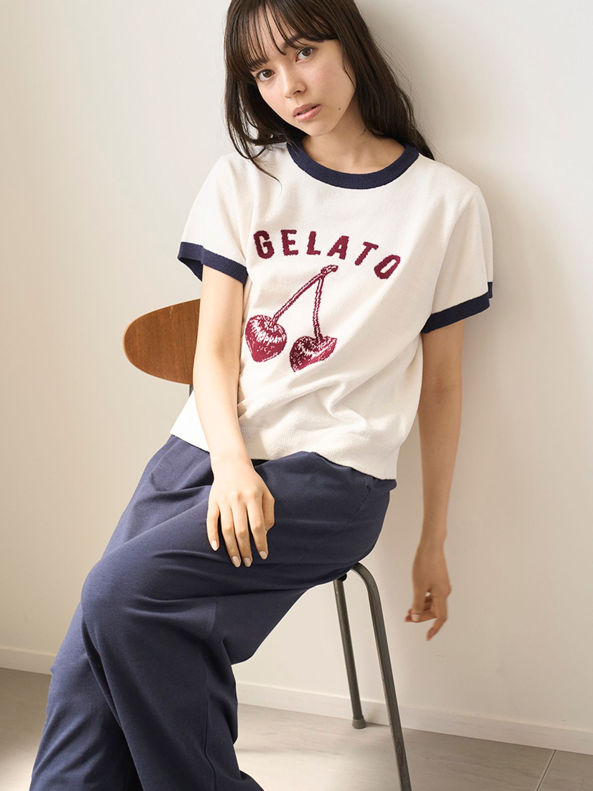 젤라또 피케(GELATO PIQUE) AIRY MOCO 모티프 자카드 링거 풀오버 PWNT254049