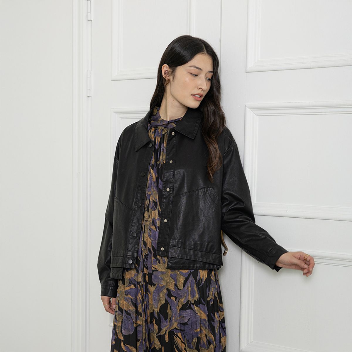 랭썬(LANGSON) LS_Back pleat leather jacket_2color
