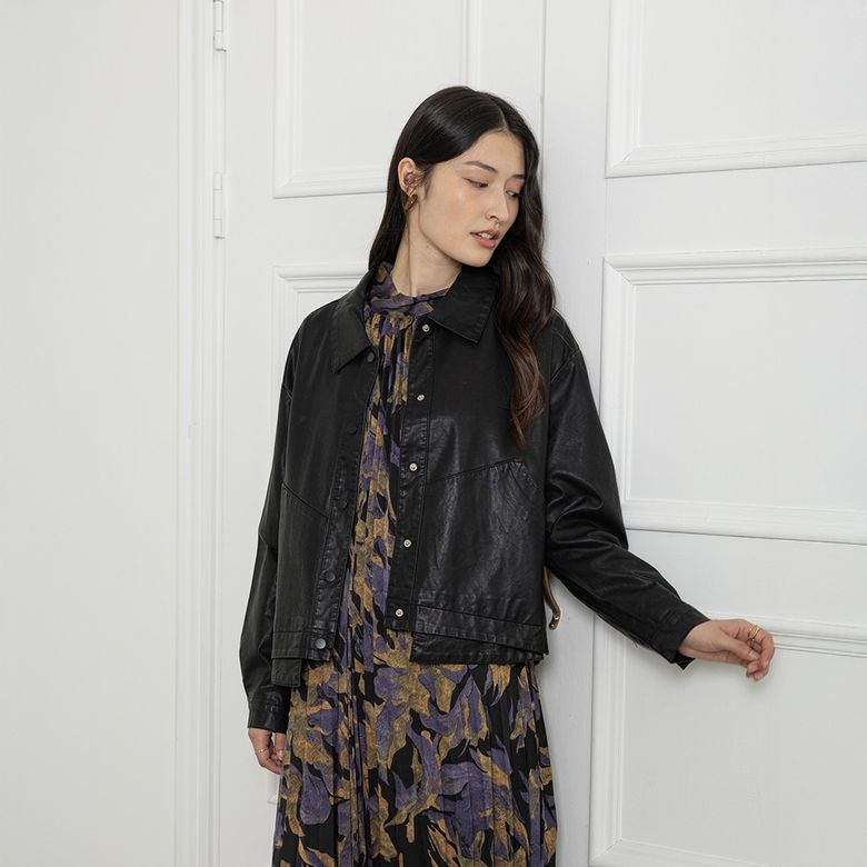 LS_Back pleat leather jacket_2color