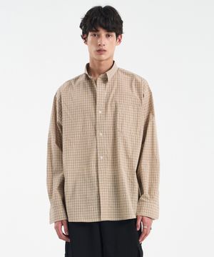 시티보이 시그니처 오버핏 미니 체크 셔츠 [베이지 체크]