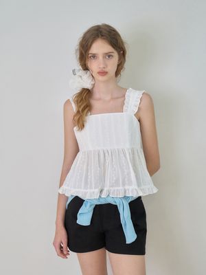 Scoop frill blouse - Ivory