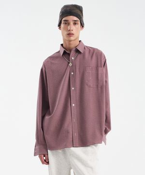 시티보이 시그니처 오버핏 미니 체크 셔츠 [브릭 레드 체크]