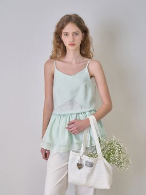 Linen Sleeveless layered blouse - Mint