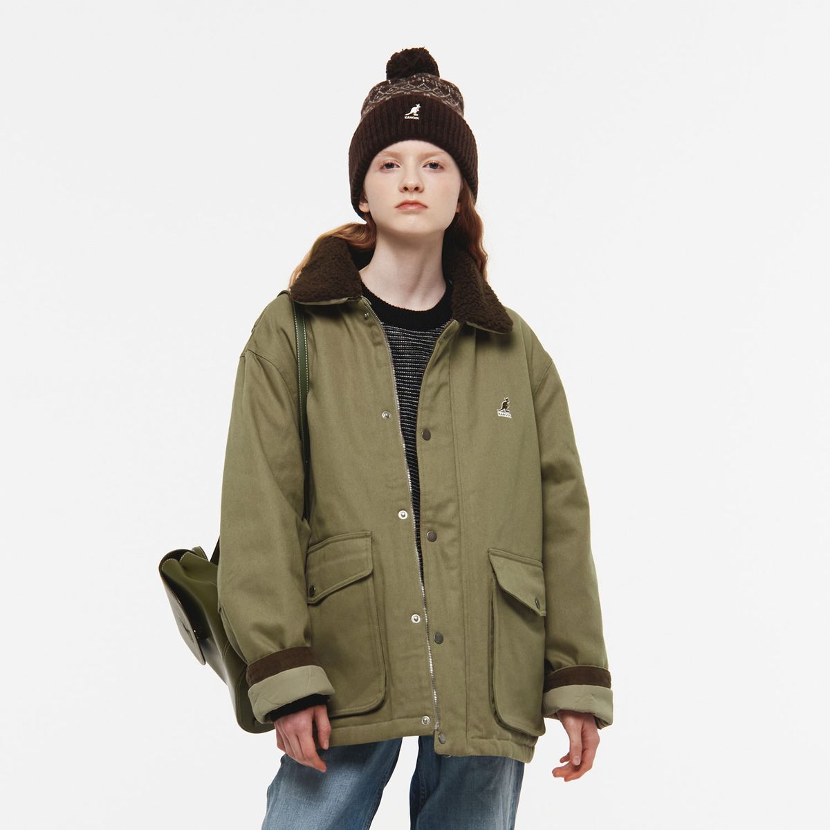캉골(KANGOL) 레트로코어 포켓 덱 자켓 8552 다크베이지