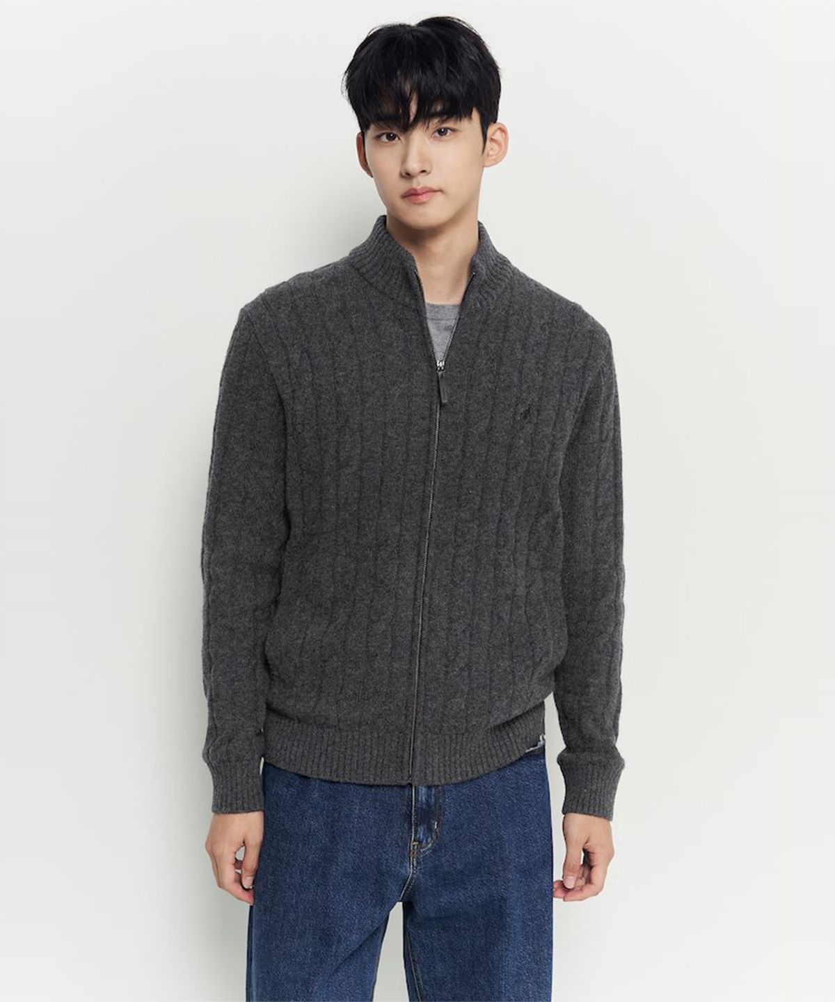 빈폴 멘(BEANPOLE MEN) 케이블 집업 카디건  애쉬
