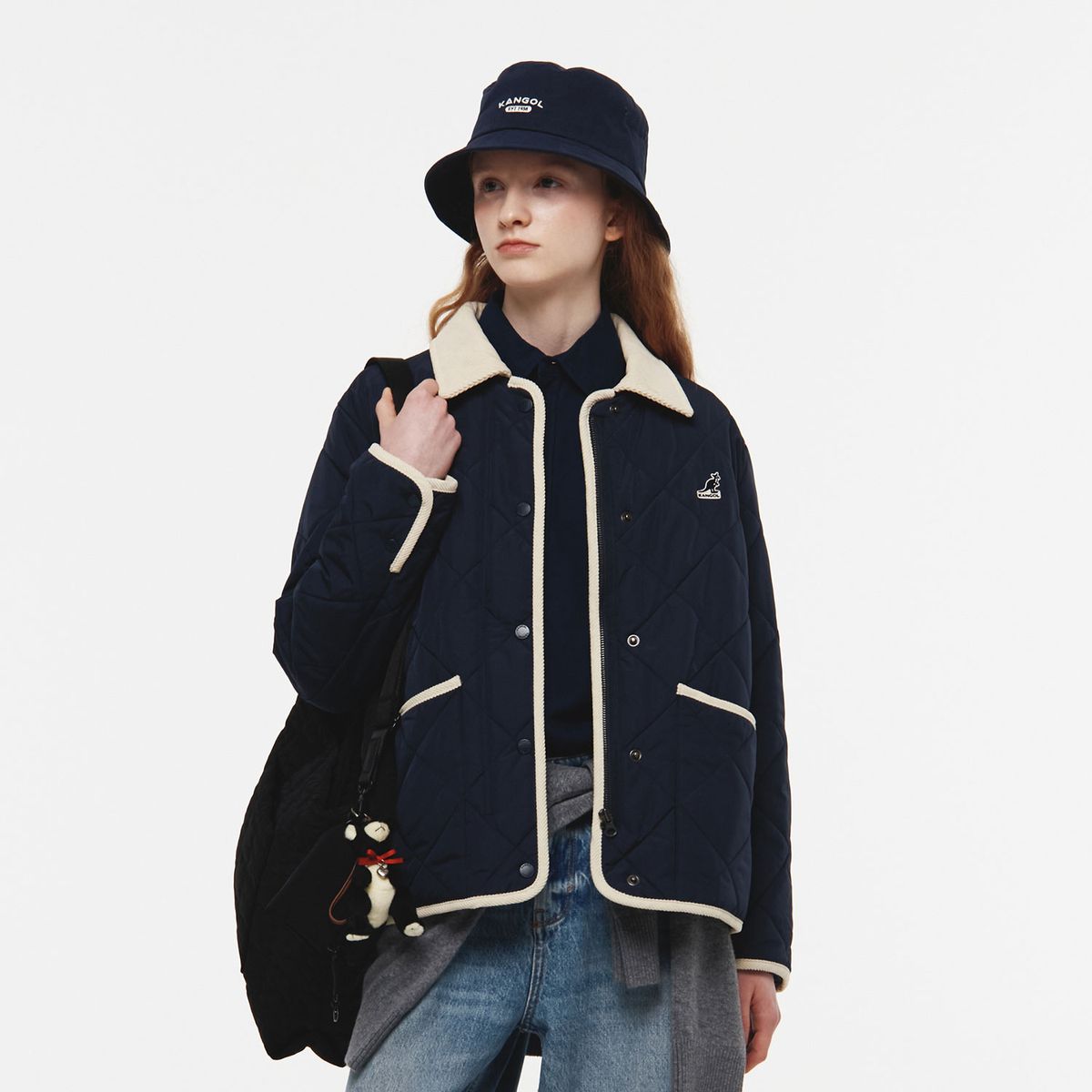 캉골(KANGOL) 우먼스 코듀로이 칼라 큐 자켓 8556 네이비