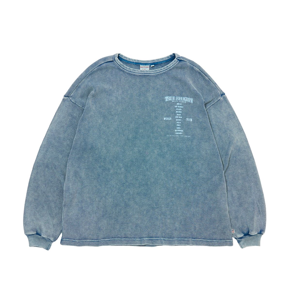 트루릴리젼(TRUERELIGION) WORLD TOUR WAFFLE WASHED LONG SLEEVE_WASHED INDIGO