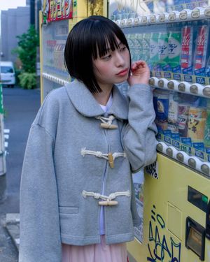 PETER PAN COLLAR TOGGLE JACKET_MELANGE GREY