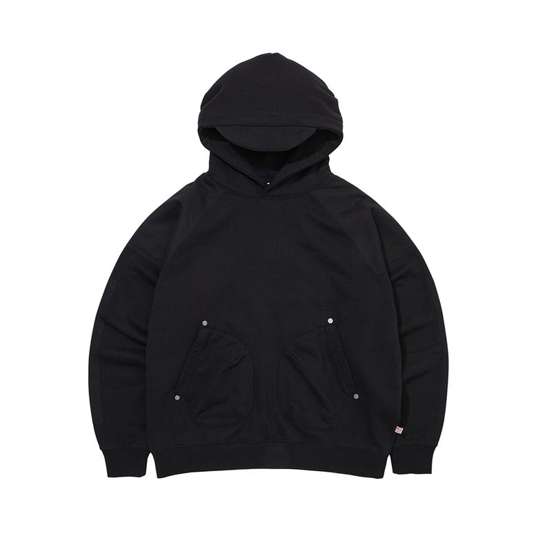 WOVEN PATCH SOLID HOODY_BLACK