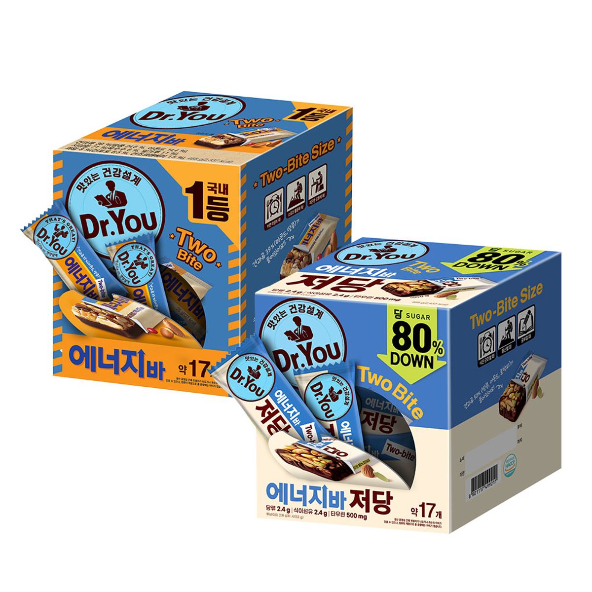 닥터유(DRYOU) 오리온 에너지바 투바이트 17P (468g)  + 저당 투바이트 18P (468g)