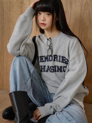 메모리즈 아트웍 솔리드 스웨트셔츠_그레이