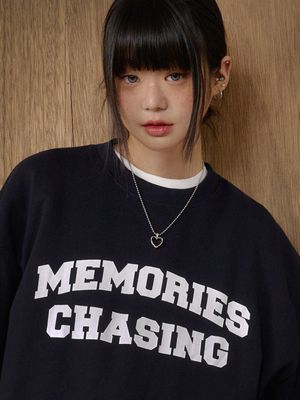 메모리즈 아트웍 솔리드 스웨트셔츠_네이비